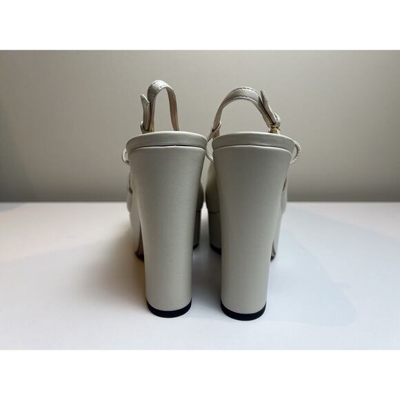 GUCCI SHOES PLATFORM White LEATHER SLINGBACK PUMPS w HORSEBIT $1,100 sz 39 9 - Picture 4 of 10